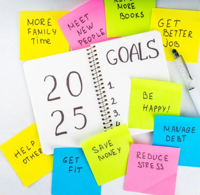 Notebook used to set goals for the new year